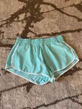 Arie Light Aqua Women's Running Shorts with White Trim